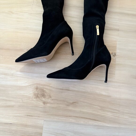 L'Agence Knee High Leather Suede Boots Lena II Black Size 7 NWT - Picture 3 of 4